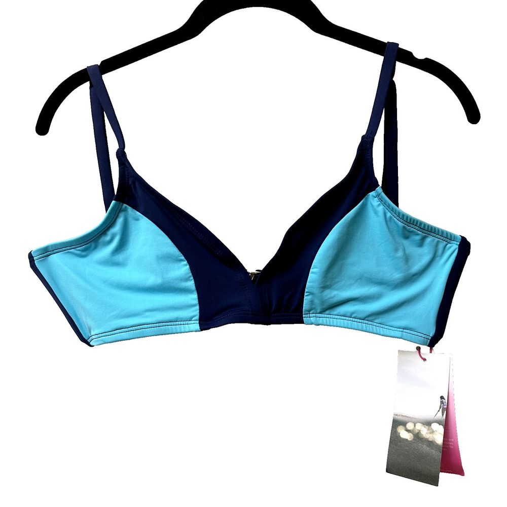 Carve Designs Cascade Bikini Top SZ L  Turquoise Dark Blue Adjustable Straps USA